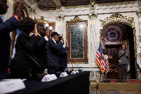 Kamala Harris Speaks During A Ceremony - Washington
