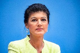 Presentation Of 'Alliance Sahra Wagenknecht, BSW - For Reason and Justice' At Bundespressekonferenz