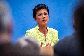 Presentation Of 'Alliance Sahra Wagenknecht, BSW - For Reason and Justice' At Bundespressekonferenz