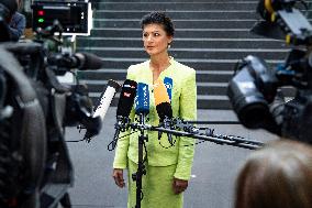 Presentation Of 'Alliance Sahra Wagenknecht, BSW - For Reason and Justice' At Bundespressekonferenz