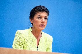 Presentation Of 'Alliance Sahra Wagenknecht, BSW - For Reason and Justice' At Bundespressekonferenz