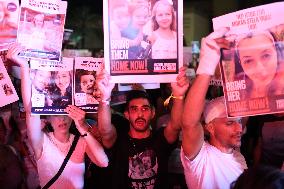 Familiies And Friends Of Israelis Held Hostage by Hamas militants in Gaza held an event at the ''Hostages Square''