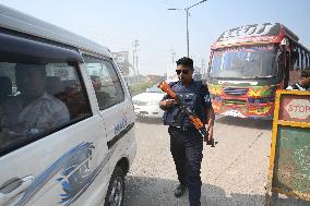 Police Check Post Ahead Opposition Rally In Dhaka