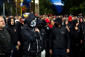 Football Fans Block Eagles Bridge In Sofia.