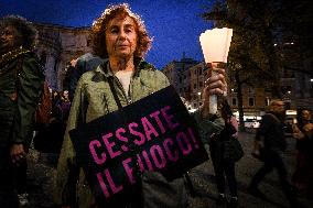 Amnesty International Italy Torchlight Procession Against The Humanitarian Crisis In Gaza