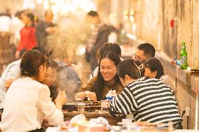 The Largest Underground Hot Pot Restaurant in The Air Raid Shelter Complex in Chongqing