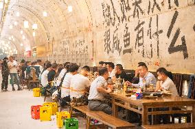 The Largest Underground Hot Pot Restaurant in The Air Raid Shelter Complex in Chongqing