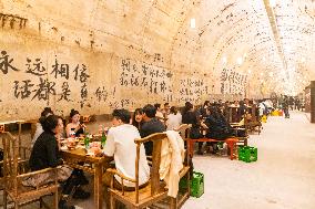 The Largest Underground Hot Pot Restaurant in The Air Raid Shelter Complex in Chongqing