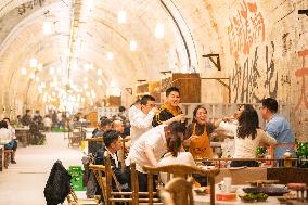 The Largest Underground Hot Pot Restaurant in The Air Raid Shelter Complex in Chongqing