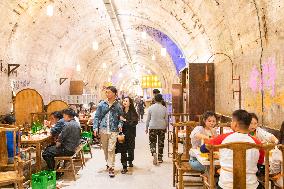 The Largest Underground Hot Pot Restaurant in The Air Raid Shelter Complex in Chongqing