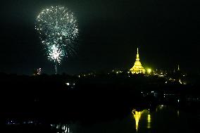 MYANMAR-YANGON-THADINGYUT FESTIVAL-FIREWORKS