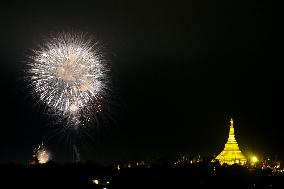 MYANMAR-YANGON-THADINGYUT FESTIVAL-FIREWORKS