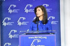 Former Ambassador To The United Nations Nikki Haley Delivers Remarks At The RJC