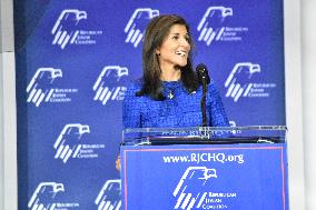 Former Ambassador To The United Nations Nikki Haley Delivers Remarks At The RJC