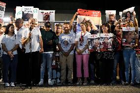 Familiies and friends of Israelis held hostage by Hamas terrorists in Gaza held an event at the ''Hostages Square''