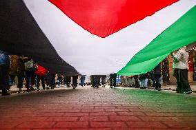 Solidarity With Palestine Demonstration In Krakow, Poland