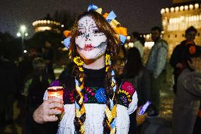 The Mexican Parade For The Dia De Muertos Celebrations In Milan