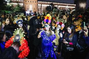 The Mexican Parade For The Dia De Muertos Celebrations In Milan