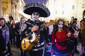 The Mexican Parade For The Dia De Muertos Celebrations In Milan