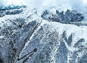 A Winding Mountain Road in Ganzi