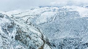 A Winding Mountain Road in Ganzi