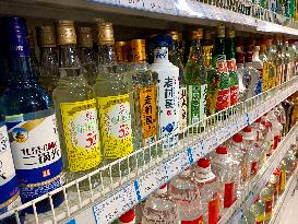 Liquor on Sale in A Supermarket in Suqian