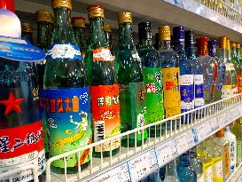 Liquor on Sale in A Supermarket in Suqian