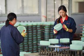 Workers Process Glass Crafts in Suqian