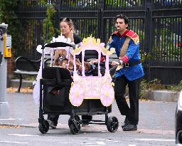 Joe Jonas with his children during Halloween Day