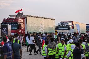 EGYPT-RAFAH CROSSING-RELIEF AID-TRUCKS