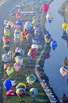 Hot air balloon festival in southwestern Japan