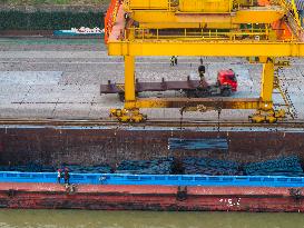 Huaigang Special Steel Terminal at The Beijing-Hangzhou Grand Canal in Huai 'an