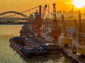 Huaigang Special Steel Terminal at The Beijing-Hangzhou Grand Canal in Huai 'an