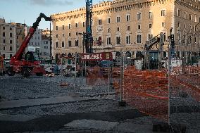 The New Metro C Construction Site In Piazza Venezia
