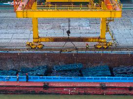 Huaigang Special Steel Terminal at The Beijing-Hangzhou Grand Canal in Huai 'an