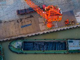 Huaigang Special Steel Terminal at The Beijing-Hangzhou Grand Canal in Huai 'an