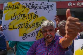 Activists Held A Protest Against The Privatisation Of The Ceylon Electricity Board (CEB)