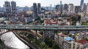 The Residential Building Under A Bridge in Guiyang