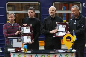 Presentation of new postage stamp celebrating railway workers in Dnipro