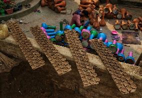 Production of Clay Lamps For Diwali Festival - India