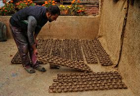 Production of Clay Lamps For Diwali Festival - India