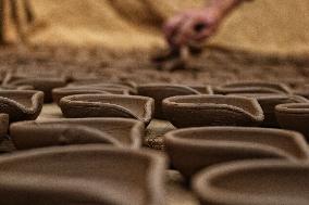 Production of Clay Lamps For Diwali Festival - India