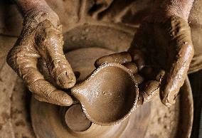 Production of Clay Lamps For Diwali Festival - India