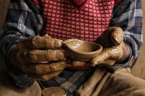 Production of Clay Lamps For Diwali Festival - India
