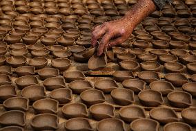 Production of Clay Lamps For Diwali Festival - India