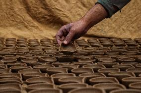 Production of Clay Lamps For Diwali Festival - India