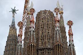The Sagrada Familia with the four towers of the Evangelists already completed