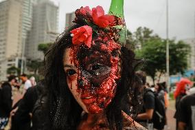 Zombie Walk Celebration Of The Day Of The Dead In São Paulo Brazil