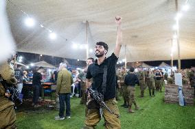 Israeli Soldiers Rest At A Camp Made by Volunteers