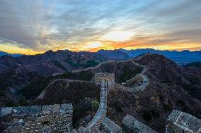 The Jinshanling Great Wall At Dawn in Chengde